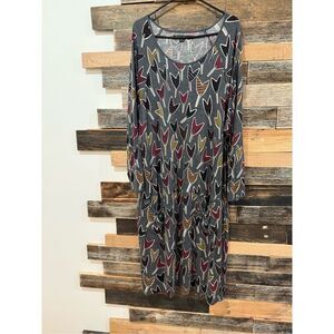Gudrun Sjoden Grey Floral Modal Tunic Dress defect Size XL